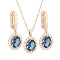Natural Zircon Necklace and Earrings Jewelry Set