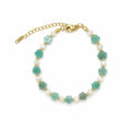 Carved Flower Gemstone and Pearl Bracelet