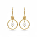 Gold Ring Pearl Drop Earrings